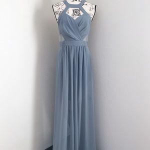BCBGeneration Floor Length Dark Powder Blue Gown